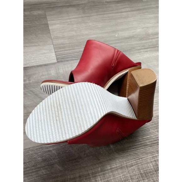 tibi Red Leather Mules Heels Size 37.5 Brazil 7 Slip-On Shoes - Picture 7 of 8